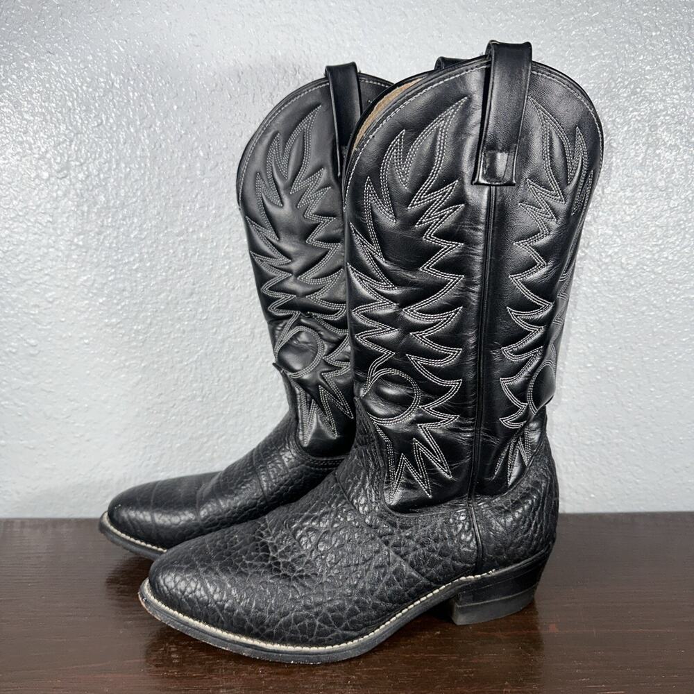 VTG Palomino 932 Black Mens Size 9 EE Leather USA Western Cowboy Boots Shoes